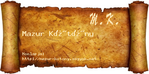 Mazur Kötöny névjegykártya
